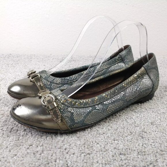 AGL Attilio Giusti Leombruni Ballet Flats Womens 38.5 EU Shoes Snake Embossed - Picture 1 of 12